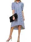 Cezele Vibrant Vibe Wide Stripe Dress In Blue In Blue