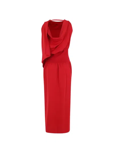 Cfcl Ac Milan Draped Maxi Dress In Red