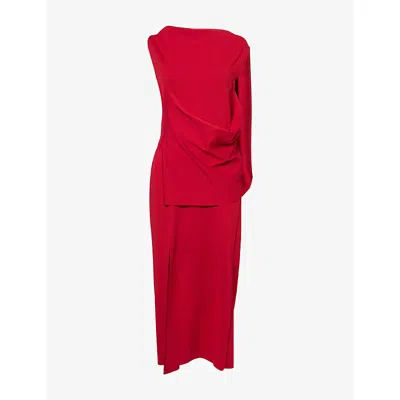 Cfcl Fcl Womens Ac Milan Draped Knitted Maxi Dress Maroon Red