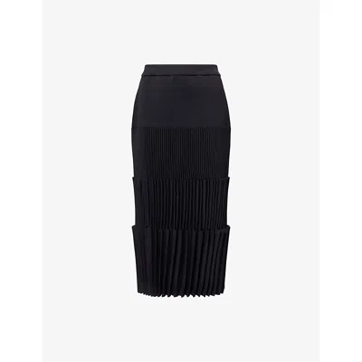 Cfcl Fcl Womens Black Accordion Pleated Knitted Midi Skirt