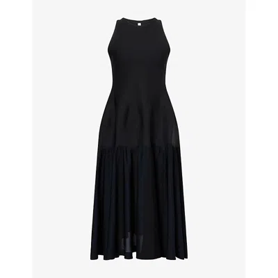 Cfcl Fcl Womens Arched Sleeveless Knitted Maxi Dress Black Multi