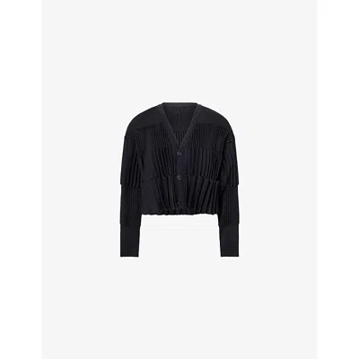 Cfcl Fcl Womens Black Accordion Cropped Knitted Cardigan