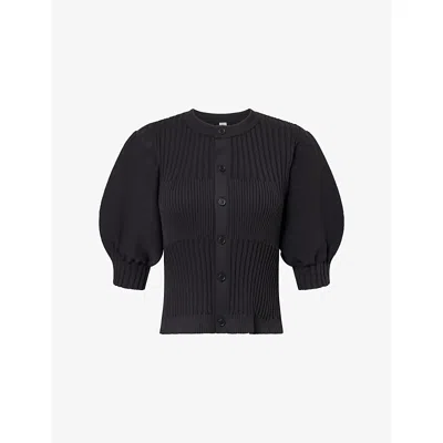 Cfcl Fcl Womens Black Balloon-sleeve Knitted Cardigan