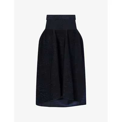 Cfcl Fcl Womens Black Blue Pottery Glitter Knitted Midi Skirt