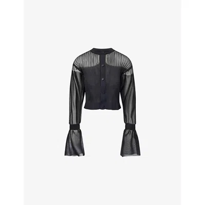 Cfcl Fcl Womens Fluted Lucent Ribbed Knitted Cardigan Black