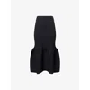 Cfcl Fcl Womens Black Fluted Mermaid Flared Knitted Midi Skirt In Black