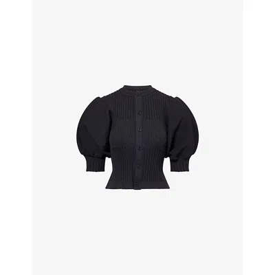 Cfcl Fcl Womens Black Fluted Puffed-sleeves Knitted Cardigan