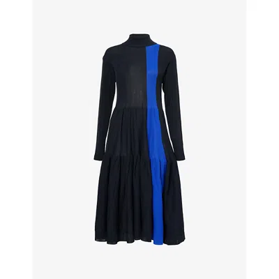 Cfcl Fcl Womens Black Multi Cascades Long-sleeve Knitted Midi Dress