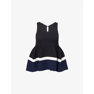 Cfcl Fcl Womens Black Multi Pottery Sleeveless Flared-hem Knitted Top