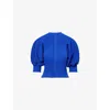 Cfcl Fcl Womens Blue Fluted Puffed-sleeves Knitted Cardigan