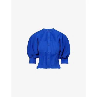 Cfcl Fcl Womens Blue Fluted Puffed-sleeves Knitted Cardigan