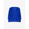Cfcl Fcl Womens V-neck Dropped-shoulders Wool-blend Cardigan Blue In Blue