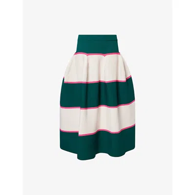 Cfcl Fcl Womens Dark Green Multi Pottery Flared Knitted Midi Skirt