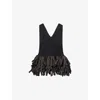 Cfcl Fcl Womens Black Gold Fluted Fringed Top In Black