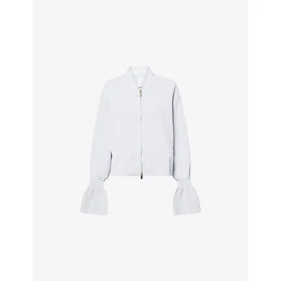 Cfcl Fcl Womens Haze Gray Milan Marie Zipped Knitted Blouson Jacket In White