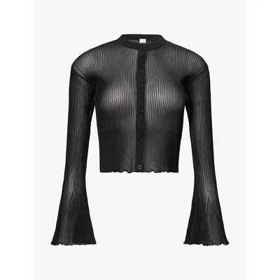 Cfcl Fcl Womens Hypha Lucent Glitter Bell-sleeve Knitted Cardigan Black Black