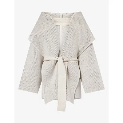 Cfcl Fcl Womens Inlay Draped Knitted Wool And Cashmere-blend Coat Beige