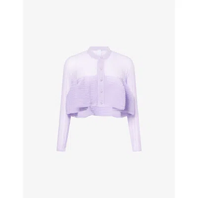 Cfcl Fcl Womens Lavender Frost Bust Flare Knitted Cotton-blend Cardigan In Animal Print