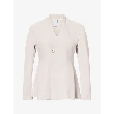 Cfcl Fcl Womens Milan Collarless Flared Knitted Jacket Linen Beige