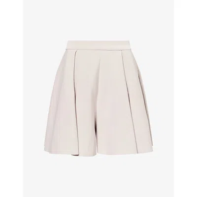 Cfcl Fcl Womens Milan Pleated Wide Knitted Shorts Linen Beig In Linen Beige