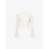 Cfcl Fcl Womens Pearl Gold Hypha Sheer Glitter Pleated Woven Cardigan