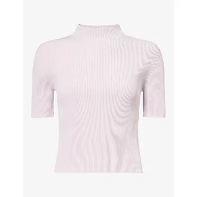 Cfcl Fcl Womens Portrait Short-sleeve Knitted Top Lavender Fog