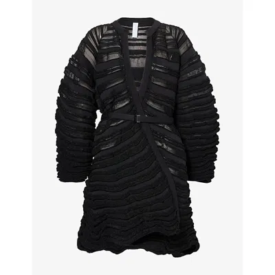 Cfcl Fcl Womens Pottery Swell Glit Belted Knitted Coat Black Black