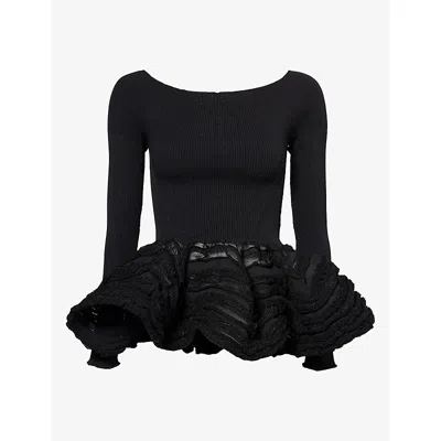 Cfcl Fcl Womens Pottery Swell Glitter Off-shoulder Knitted Top Black Black