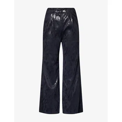 Cfcl Fcl Womens Soft Milan Foil Wide-leg Woven Trousers Black-black