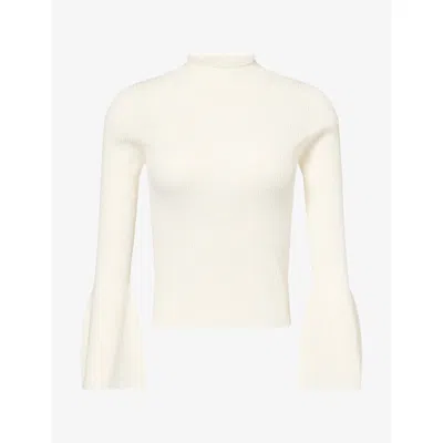 Cfcl Fcl Womens Soft Portrait Bell-sleeve Knitted Top White