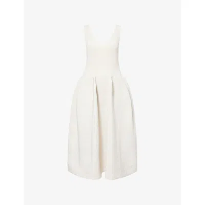 Cfcl Fcl Womens White Gold Pottery Glitter Sleeveless Knitted Midi Dress