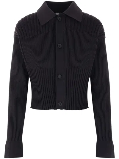 Cfcl Fluted Cropped Shirt Cardigan In Black | ModeSens
