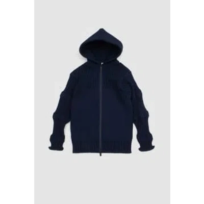 Cfcl Fluted Hoodie Jacket Navy In Blue