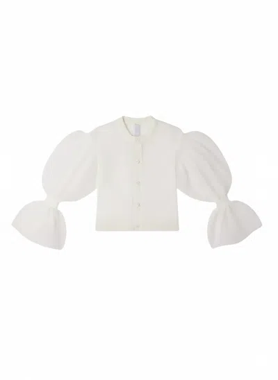 Cfcl Fluted Lucent Marie Sleeve Cardigan In White