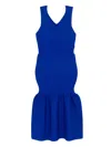 Cfcl Fluted Ribbed V-neck Midi Dress In Blue