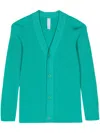 Cfcl Fully Ribbed V-neck Cardigan In Green