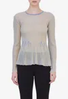 Cfcl Womens Rbn Egg Blue Bsqe Beige Hypha Flared-hem Knitted Top In Beige