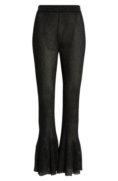 Cfcl Hypha Lucent Glitter Pintuck Flare Pants In Black-multi