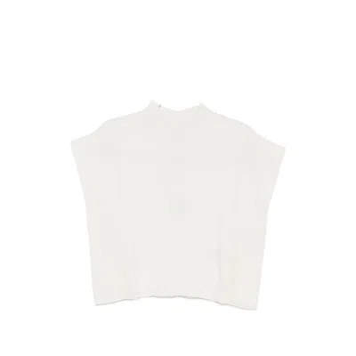 Cfcl Portrait Ruffled-sleeve Ribbed Top In White