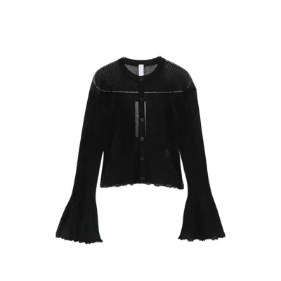 Cfcl Hypha Lucent Glitter Flared-sleeve Cardigan In Black