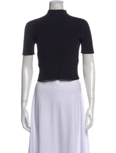 Pre-owned Cfcl Mock Neck Short Sleeve Top In Black