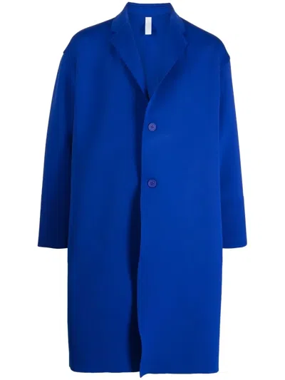 Cfcl Pintuck Notched-collar Single-breasted Coat In Blue