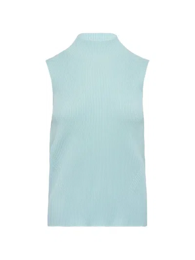 Cfcl Portrait Ribbed High Neck Top In Blue