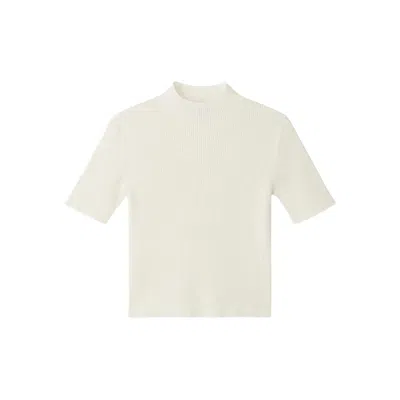 Cfcl Portrait Ribbed High-neck Top In White