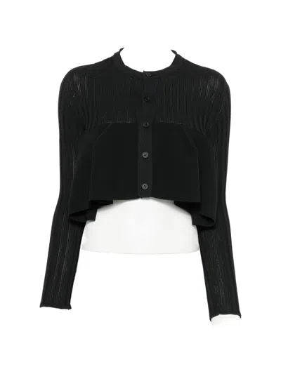 Cfcl Pottery Bust Flare Ribbed Peplum Cardigan In Black