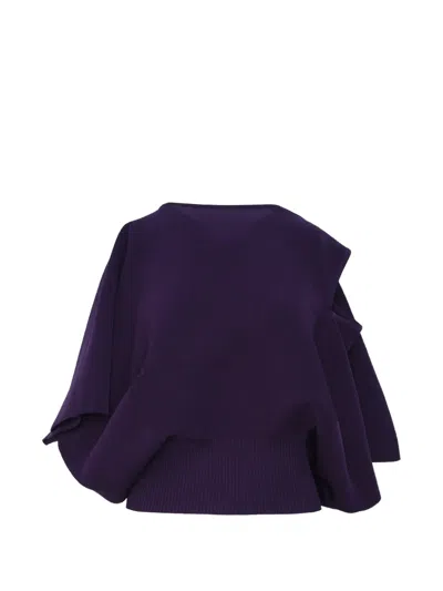 Cfcl Pottery Crease Off-shoulder Ribbed-hem Blouse In Blue