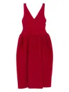 Cfcl Pottery Hs V-neck Balloon Midi Dress In Red