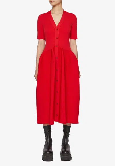 Cfcl Pottery Midi Cardigan Dress In Red