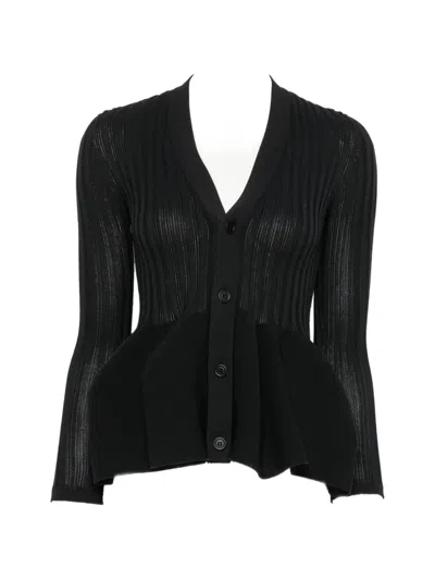 Cfcl Pottery Ribbed Peplum Cardigan In Black