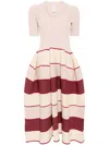 Cfcl Womens Pink Beigepottery V-neck Ribbed Recycled-polyester Midi Dress In Red